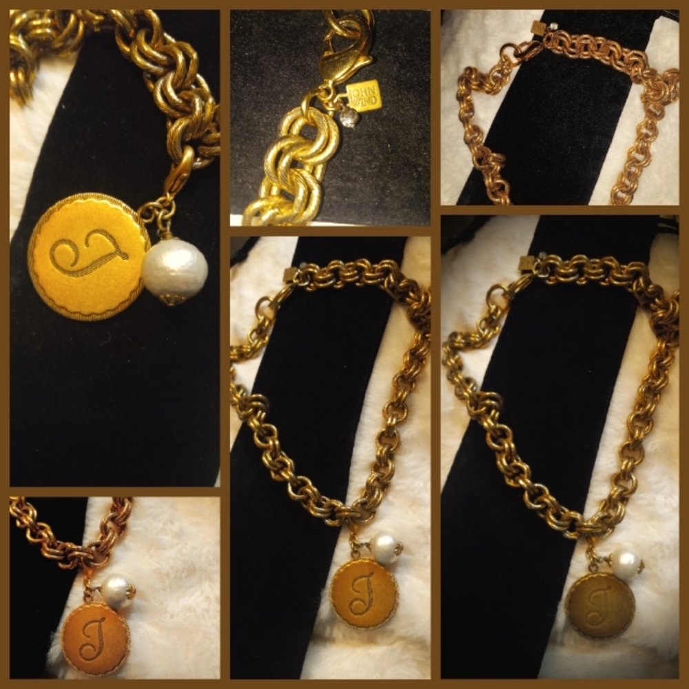 Vintage John Wind Maximal Art Signature ChainNecklace w/Monogram Initial Pendant